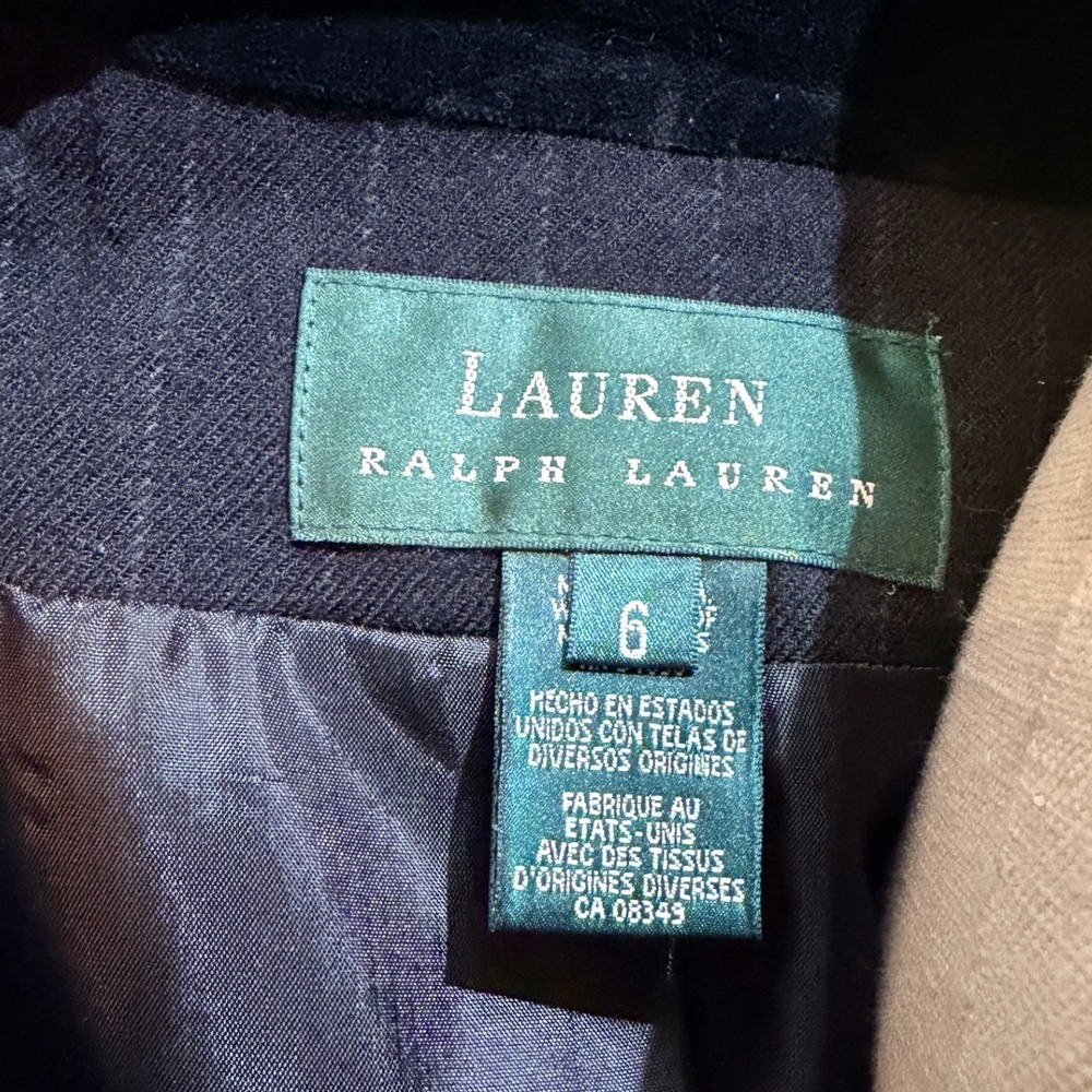Ralph Lauren Vintage Pinstripe Worsted Wool Button Front Tuxedo Coat Dress Black - Picture 6 of 11